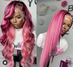 Custom Made 100% Brazilian Hair Pink Colored Lace Frontal - Etsy Lux Hair, Brazilian Hair Wigs, Human Virgin Hair, Hot Hair Styles, Hair Colours, Full Lace Wig, Black Girls Hairstyles, Brazilian Hair, Lace Frontal Wig