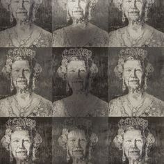 nine portraits of queen elizabeth ii in black and white, each with different hairstyles