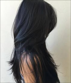 ผมทรง Long Pixie, Trendy Layered Hairstyles, Straight Layered Hair, Long Layered Haircuts, Long Black Hair, Long Straight Hair, Hair Inspo Color