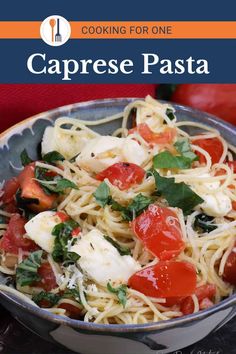 the cover of cooking for one caprese pasta