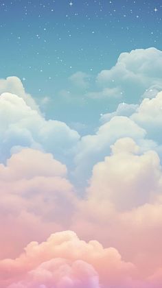 the sky is filled with clouds and stars