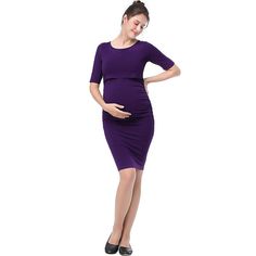 You'll love the fitted design and hidden nursing panel of this maternity dress by Pokkari. You'll love the fitted design and hidden nursing panel of this maternity dress by Pokkari. Nursing friendly design allows for convenient access without sacrificing style Scoopneck Elbow sleevesFIT & SIZING 36-in. approximate length from shoulder to hem Bodycon sheath cut Ruched sides for a comfortable fit throughout your pregnancyFABRIC & CARE Rayon, spandex Lining: rayon, spandex Machine wash Imported Siz Nursing Friendly, Maternity Nursing, Friendly Design, Maternity Dress, Maternity Dresses, Eggplant, Sheath Dress, Gender Female, Age Group