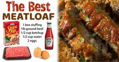 the best meatloaf recipe is shown in this ad for some soups and eggs