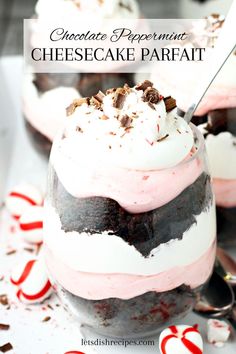 chocolate peppermint cheesecake parfait in a jar