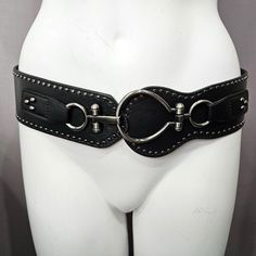 New Women Vegan Faux Synthetic Leather Belt L Black Studded Ring Elastic Stretch Rocker Biker Gothic Punk Emo Cosplay Condition: New In Original Plastic Wrap. Features: Gothic, Punk, Rock, Biker, Made In Unknown Size: Womens L Measurements: Length 33.00 In / 84 Cm Width 2.25 In / 6 Cm Condition: New Without Tags New In Original Plastic Wrap. From A Smoke Free, Dog Friendly Home Bat Belt Buckle, Emo Cosplay, Stylish Belts, Punk Emo, Faux Leather Belts, Gothic Punk, Plastic Wrap, Dog Friendly, Synthetic Leather