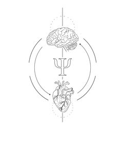 a drawing of the human heart and brain with arrows pointing up to it's left side