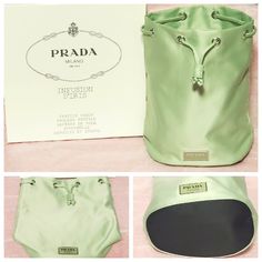 New With Box Prada Green, Prada Mini, Bags Prada, Prada Candy, Prada Nylon, Prada Bags, Black Accessories, Zipped Bag, Drawstring Pouch