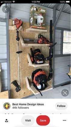 an image of the inside of a garage with tools