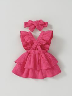 Dress your little princess in this gorgeous ruffle trim layer hem dress with a matching accessory headband. Perfect for newborns, this outfit is made from soft and breathable materials to ensure maximum comfort for your little one. The dress features charming ruffle trim and a stylish layered hem design, while the matching headband adds an extra touch of elegance. This outfit is perfect for special occasions, photo shoots, or just for everyday wear. Dresses Composition: 100% Cotton Bodysuit And Skirt, Muslin Dress, Baby Boy Shirts, Baby Shoot, Cotton Dress Summer, Suspender Skirt, Girls Stripes, Matching Headband