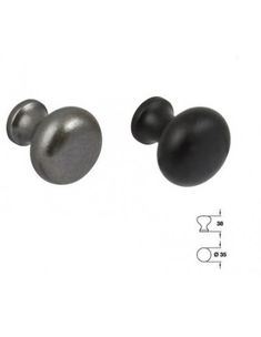 two black knobs are shown on a white background and one is in the shape of an egg