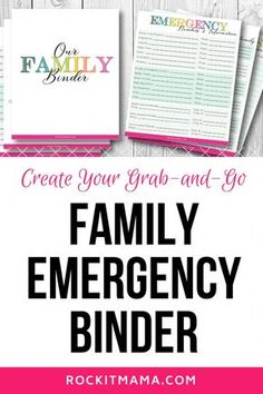 family emergency binder with the words create your group and go on it in pink