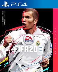the cover art for the playstation 4 game, featuring a soccer player with his mouth open