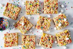 rice krispy treats with sprinkles and marshmallows