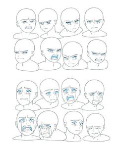 an anime character's head with different facial expressions