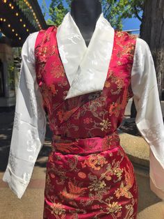 Tibetan Chuba Dress: Beautiful, Elegant and comfortable. Tibetan Chubas are traditionally worn by woman all around the world for all occasions. Blouse does not come with Chuba. Made in Nepal from Silk. Size: Small, Medium, Large XL Bust: 36" 38" 40" 42" Waist: 35" 36" 39" 40" Length: 52" 55" 57" 62" Tibetan Dress Woman, Tibetan Chuba Dress, Bakkhu Tibetan Dress, Tibetan Traditional Dress, Tibetan Dress Traditional, Chupa Tibetan Dress, Chuba Dress, Tamang Dress, Tibetan Costume