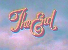 the end title with an airplane flying in the sky and clouds behind it that reads, the end