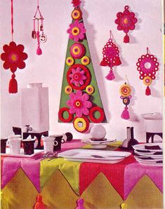 a table topped with lots of colorful decorations