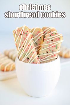 christmas shortbread cookies in a white bowl