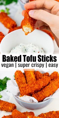 baked tofu sticks are super crispy, vegan and easy