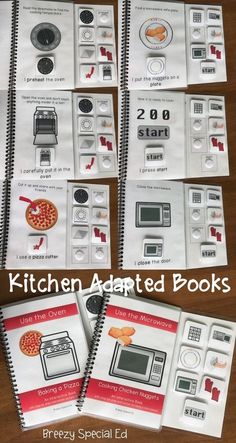 the kitchen adapted books are arranged on top of each other, with instructions to make them look like they're cooking