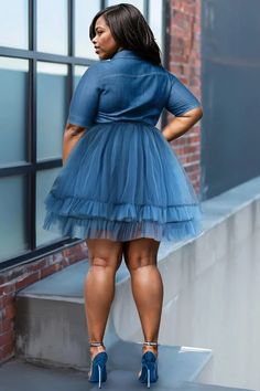 Xpluswear Affordable Blue Denim Dress With Snap Buttons, Shirt Collar Pattern, Denim Top Women, Tencel Denim, Tulle Mini Dress, Blue Denim Dress, African Fashion Women Clothing, African Fashion Women, Chambray Dress