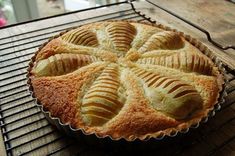 a pie sitting on top of a cooling rack