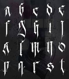 some type of font that is white on black and has been changed to be gothic