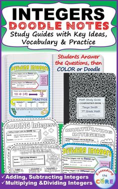 an interactive notebook for students with key ideas and writing instructions, including adding dividing numbers