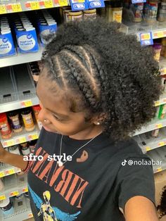 Cornrow Braid Out Natural Hair, Braids Into Natural Hair, 4 Braids In The Front With Hair Down, Braid Afro Hairstyles, 2 Braids With Puff Natural Hair, Scalp Braids On Natural Hair, Hair Styles Natural Hair Black 4c, Hair Styles Braids Natural, Natrual Black Girls Hairstyles Curly