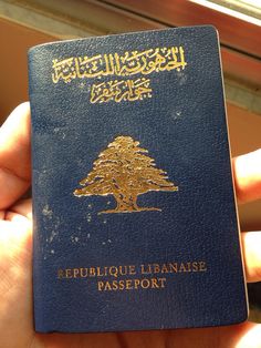 a person holding up a blue and gold passport