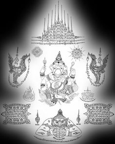 an image of the hindu god and his four avatars in black and white colors