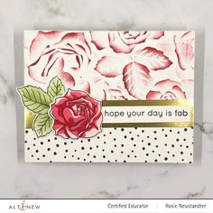 a close up of a card with a rose on it and the words hope your day is tab