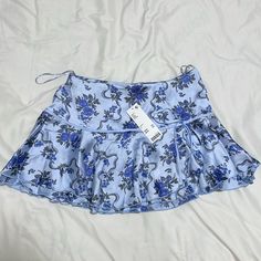 Nwt Urban Outfitters Kimchi Blue Size S 100% Polyester Side Zipper Urban Outfitters Skirt, Bow Skirt, Floral Ribbon, Kimchi Blue, Ribbon Bow, Kimchi, Ribbon Bows, Blue Floral, Side Zipper