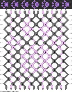 the pattern is shown in purple and black, with an image of two squares on each side