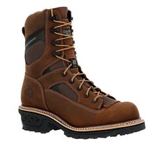 Ready to conquer your workday? These Georgia mens LTX logger boots are crafted to tackle the toughest environments while keeping you comfortable. Featuring a full-grain leather upper with high-abrasion textile and Goodyear welt construction, these boots provide unmatched durability and support. With Stretch Gusset Technology, AMP LT comfort insole, and a 5-ribbed steel shank, you'll experience lightness and stability like never before. From Georgia Boot. Logger Boots, Composite Toe Work Boots, Georgia Boots, Work Boot, Goodyear Welt, Medium Brown, Work Boots, Full Grain Leather, Georgia