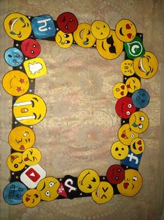 a frame made up of different emoticions and smiley faces