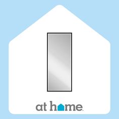 the at home logo is shown on a blue background