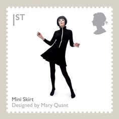 a postage stamp with a woman in a black dress