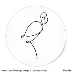 a drawing of a bird on a white circle with the words, just a line flamingo design s by prettydesign