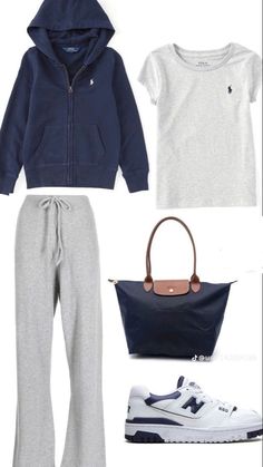 four pieces of clothing including hoodie, sweatshirt and bag