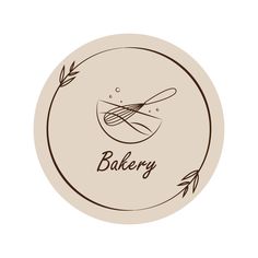 the bakery logo is drawn in brown and white with an arrow on it's side