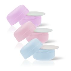 four pastel containers stacked on top of each other