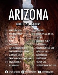 the arizona bucket list is shown in this image