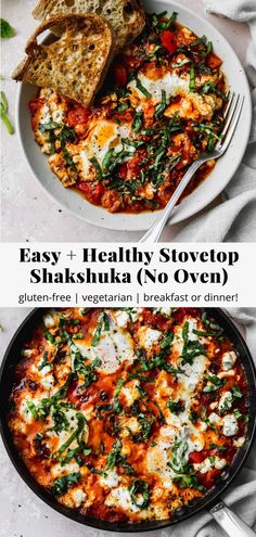 an easy and healthy stovetop shakshuka no oven recipe with spinach