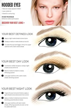 Change The Shape of Your Eyes by Lining Them Differently - AllDayChic Mata Hooded, Make Up Yeux, Hooded Eye Makeup Tutorial, Makijaż Smokey Eye, Eye Makeup Tips