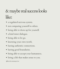 a white poster with the words & maybe real success looks like it is not comparing yourself to others