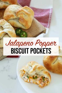 jalapeno popper biscuit pockets on a plate