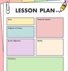 a lesson plan with pencils and paper