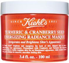 A brightening Face Mask by Kiehl's with Turmeric and Cranberry for energized, radiant skin. Turmeric Benefits For Skin, Hyperpigmentation Mask, Brightening Face Mask, Turmeric Face Mask, Acne Face Mask, Turmeric Benefits, Brighten Skin, Smoother Skin, Bright Skin