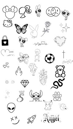 a bunch of different types of tattoos on a white background